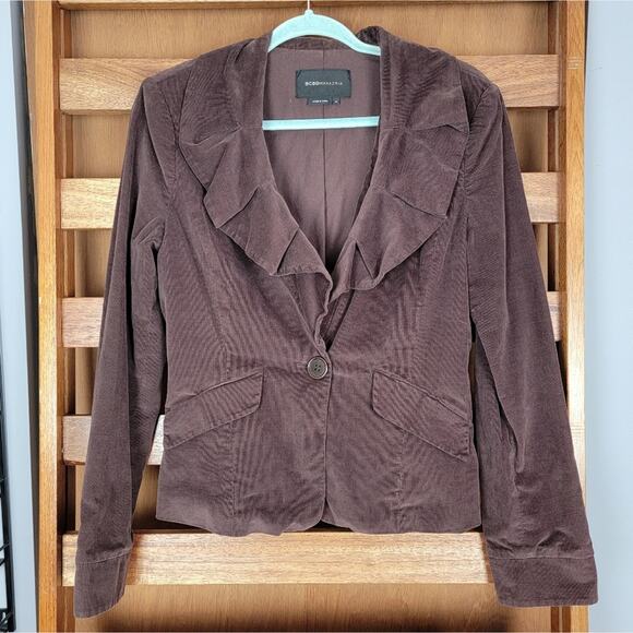 BCBGMaxAzria Chocolate Flocked Jacket, Sz M - Picture 1 of 5
